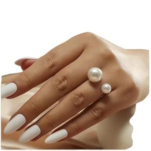 Silver and Pearl Open Style Ring